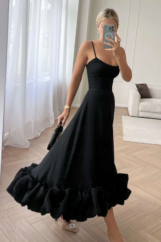 Chic Ruffle Corset Midi Dress