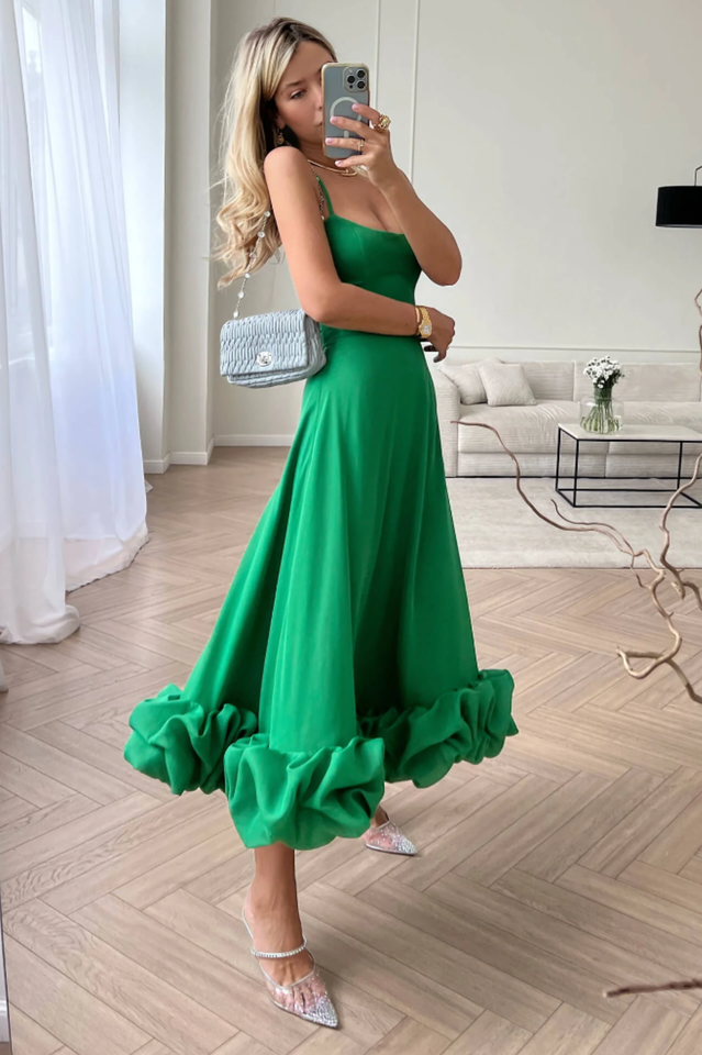 Chic Ruffle Corset Midi Dress