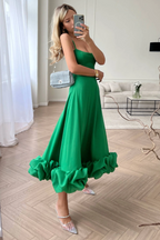 Chic Ruffle Corset Midi Dress