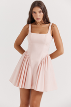 Flirty Peach Bow Mini Dress