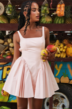 Flirty Peach Bow Mini Dress