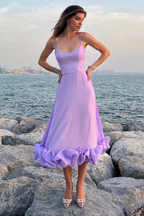 Chic Ruffle Corset Midi Dress