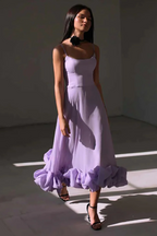 Chic Ruffle Corset Midi Dress