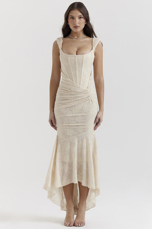 Cesca Vintage Ivory Floral Maxi Dress