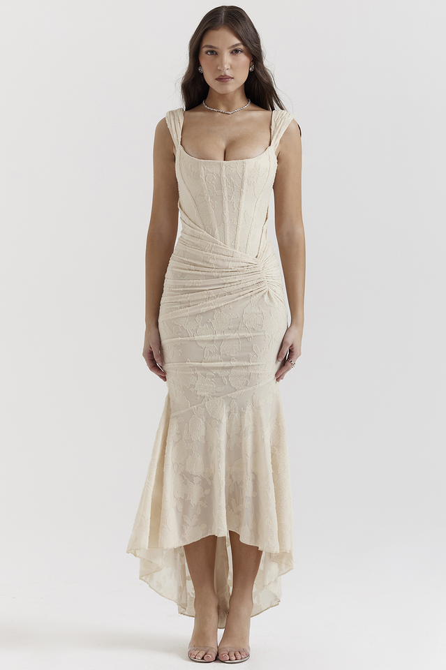 Cesca Vintage Ivory Floral Maxi Dress