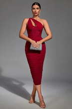 Chic Asymmetric Cutout Midi Dress