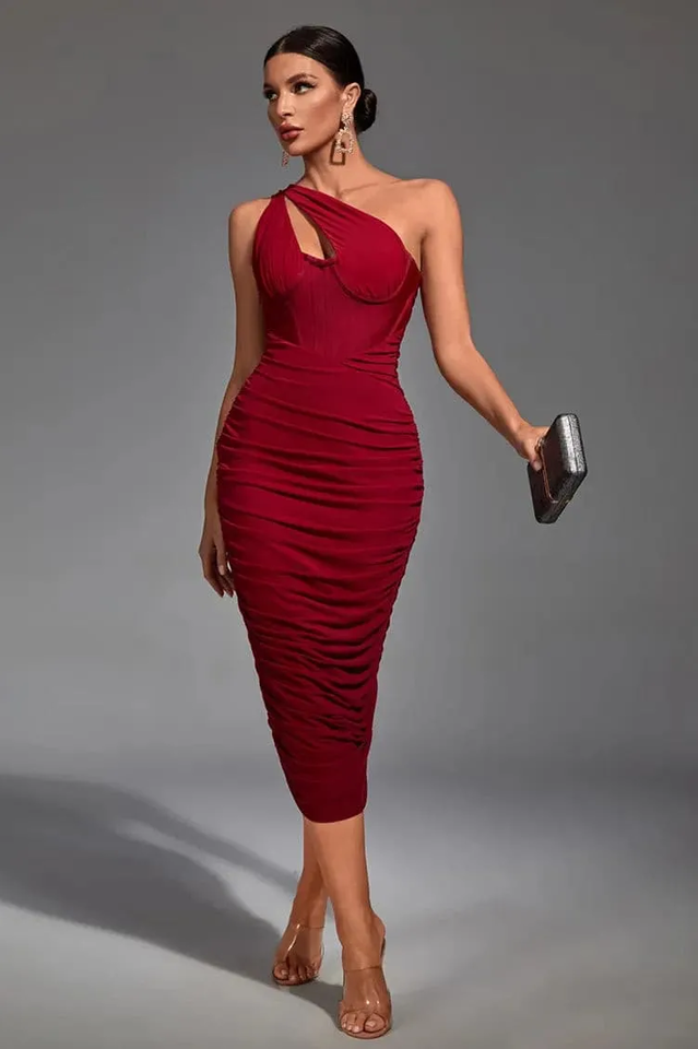 Chic Asymmetric Cutout Midi Dress