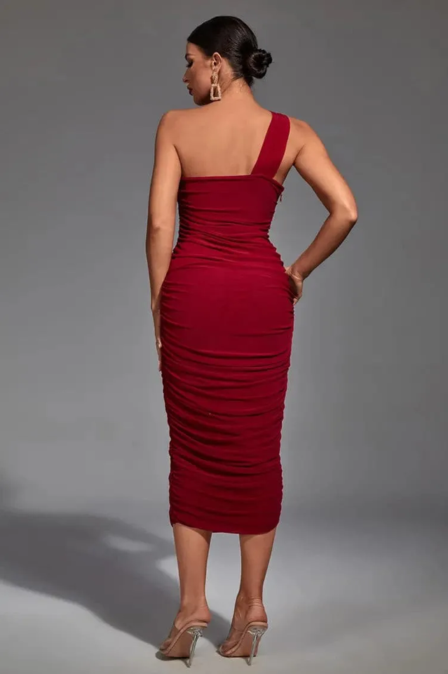 Chic Asymmetric Cutout Midi Dress