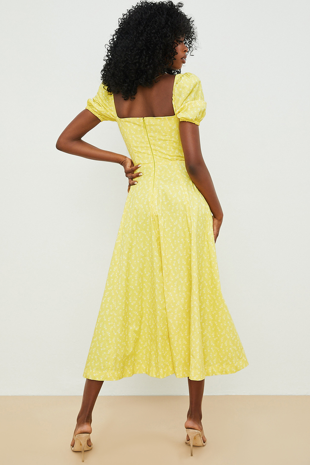 Romantic Floral Puff Sleeve Midi Dress