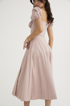 Romantic Floral Puff Sleeve Midi Dress