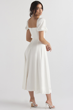 Romantic Floral Puff Sleeve Midi Dress