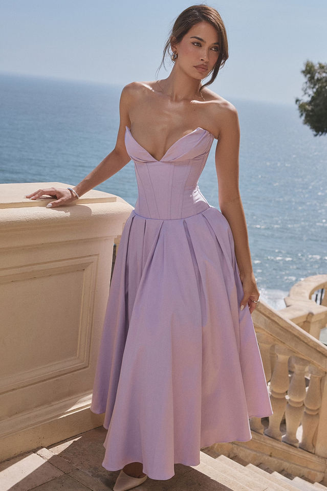 Chic Black Strapless Midi Dress