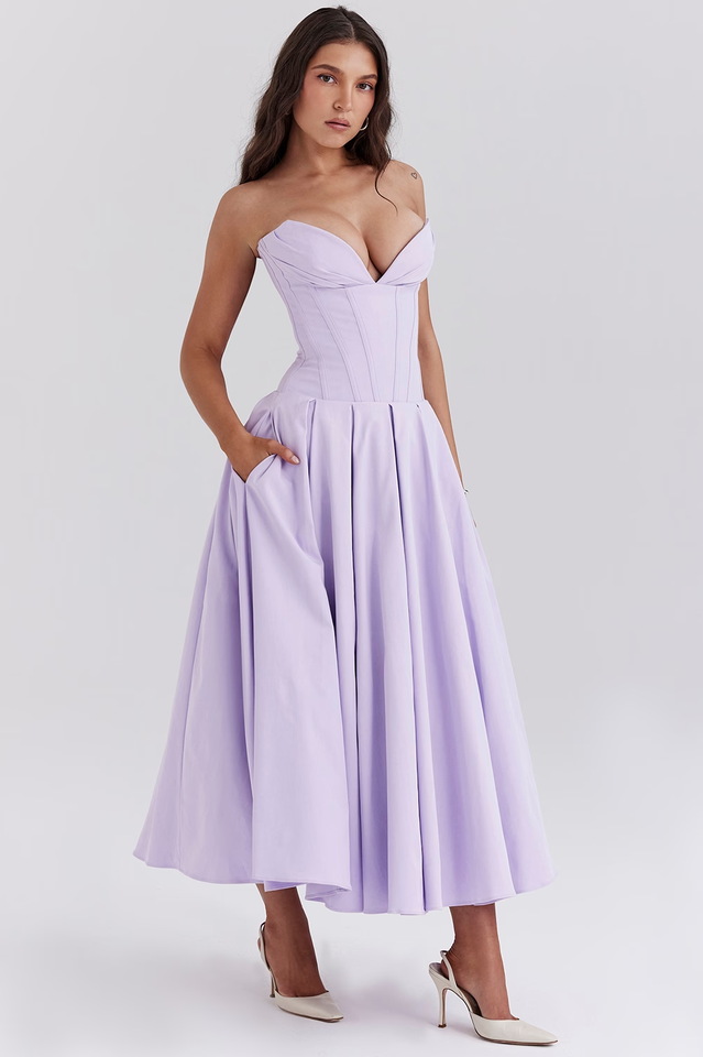 Chic Black Strapless Midi Dress