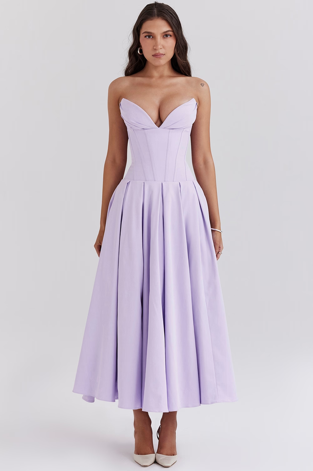 Chic Black Strapless Midi Dress