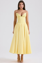 Chic Black Strapless Midi Dress