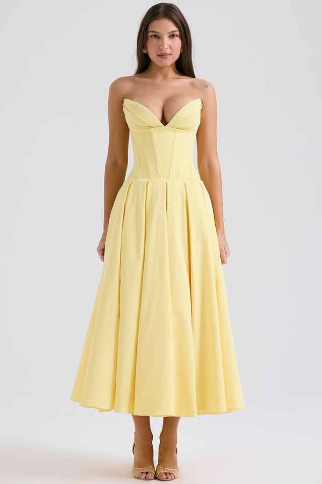 Chic Black Strapless Midi Dress