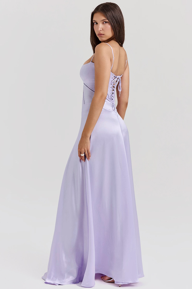 Elegant Black Lace Up Maxi Dress
