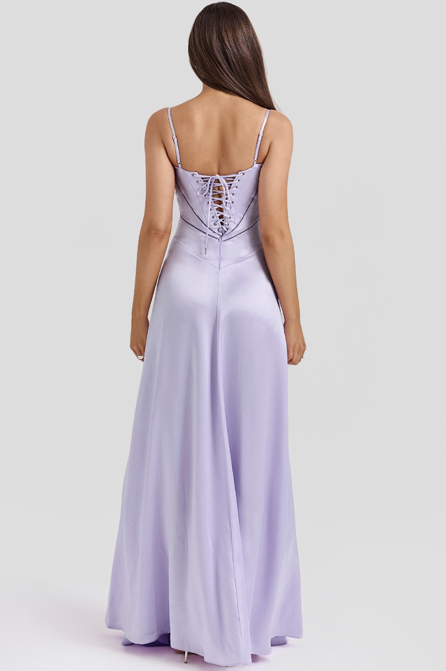 Elegant Black Lace Up Maxi Dress