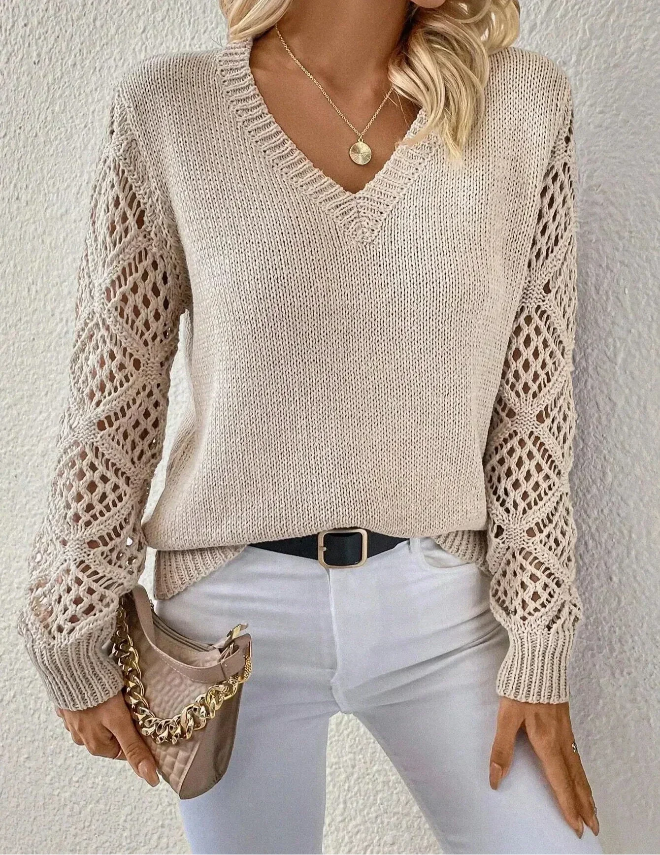 Aubrey V Neck Sweater Handmade Details