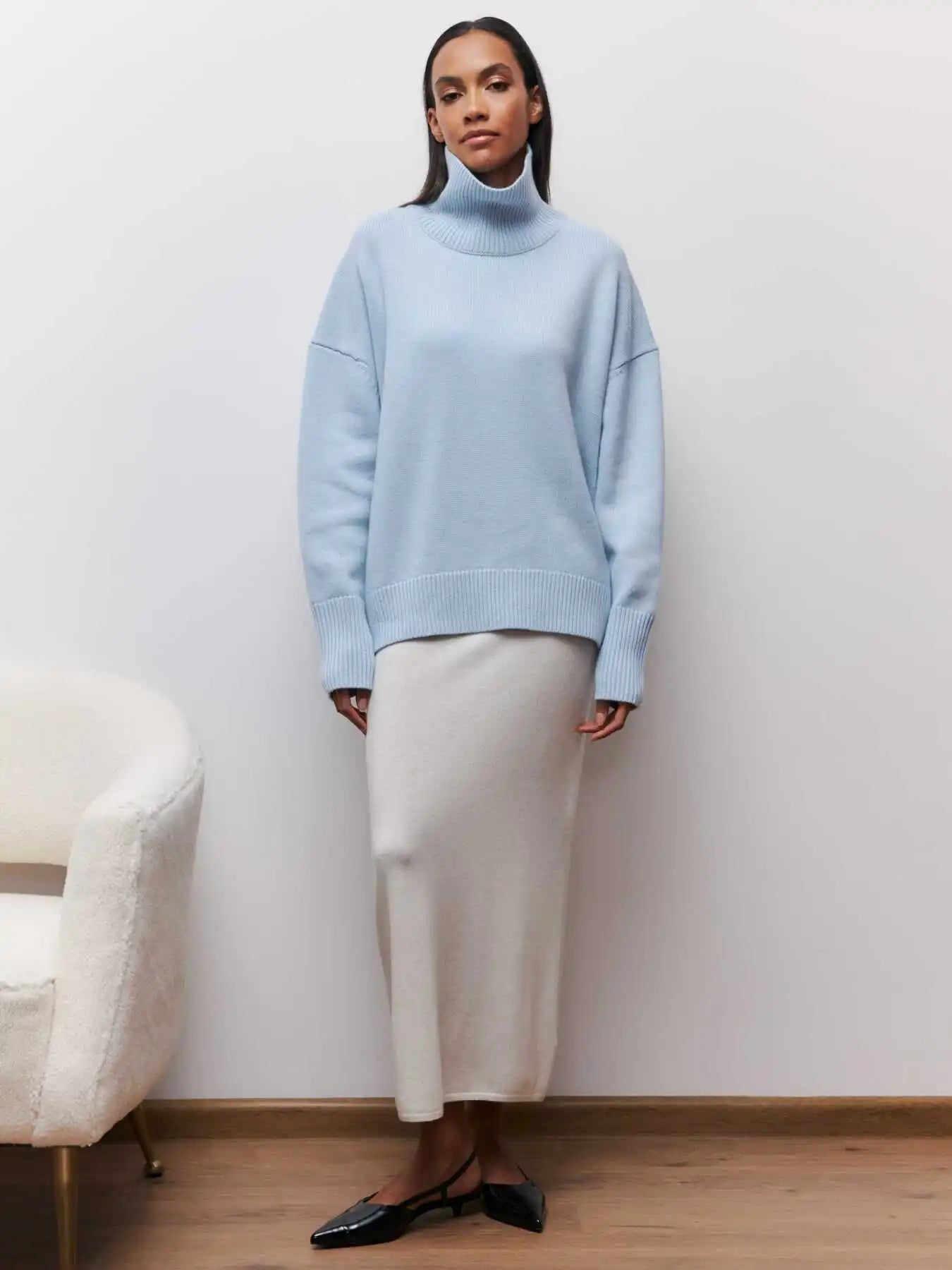 Maeva Cozy Knit High Neck Sweater