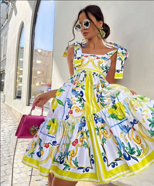 Romantic Floral Lace Up Maxi Dress