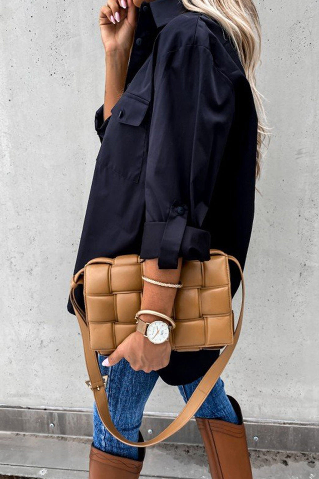 Chic High-Low Button Down Blouse