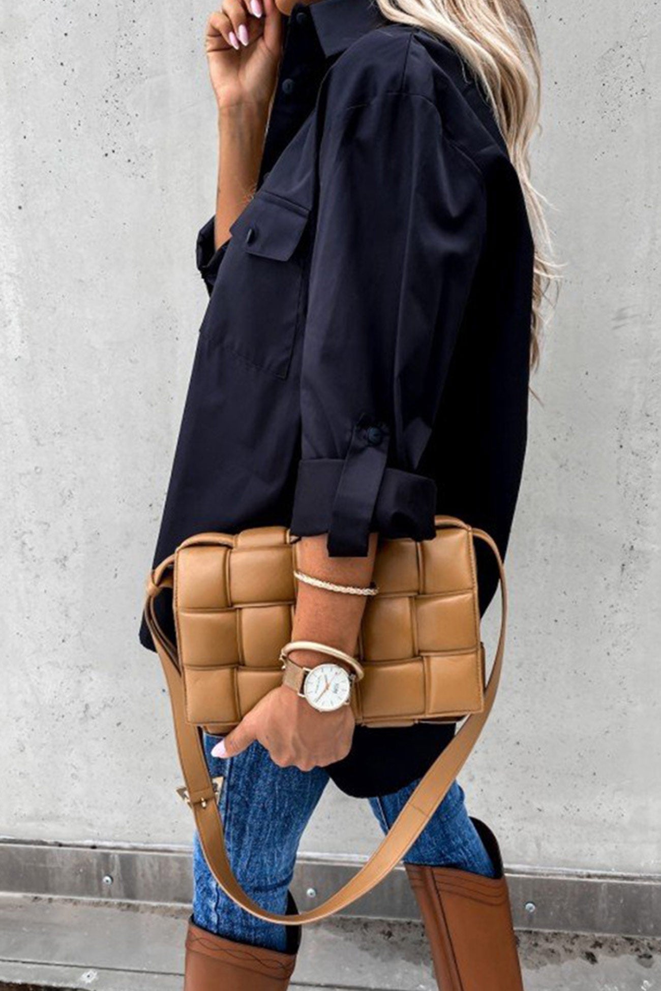 Chic High-Low Button Down Blouse