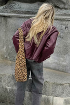 Sleek Burgundy Faux Leather Zip Jacket