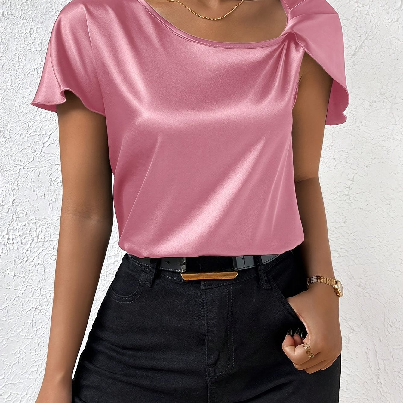 LEASA Chic Statement Shoulder Blouse