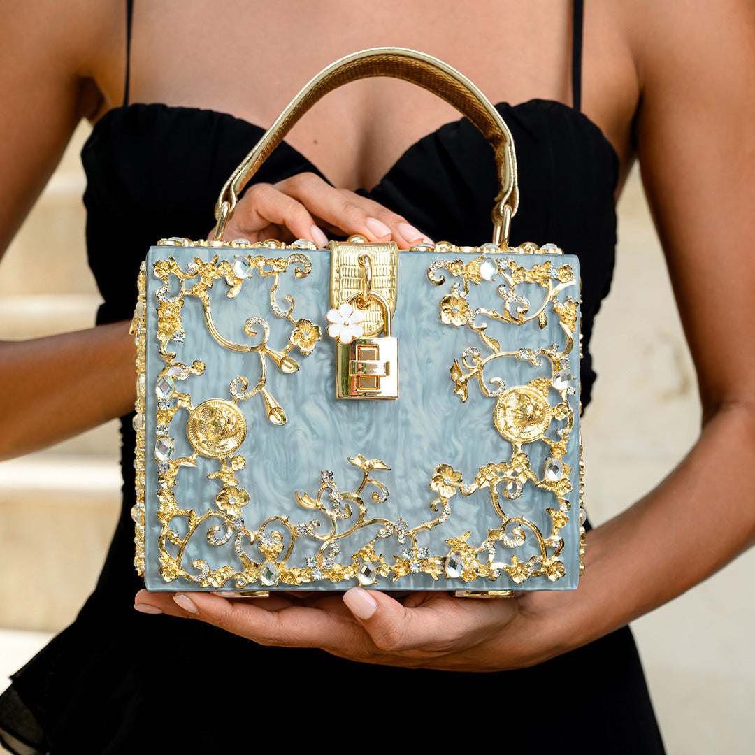 Chic Floral Acrylic Box Clutch