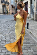 Stunning One Shoulder Satin Midi Dress