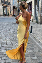 Stunning One Shoulder Satin Midi Dress
