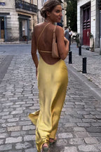 Stunning One Shoulder Satin Midi Dress
