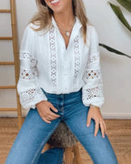 Ziah Timeless Eyelet Long Sleeve Blouse