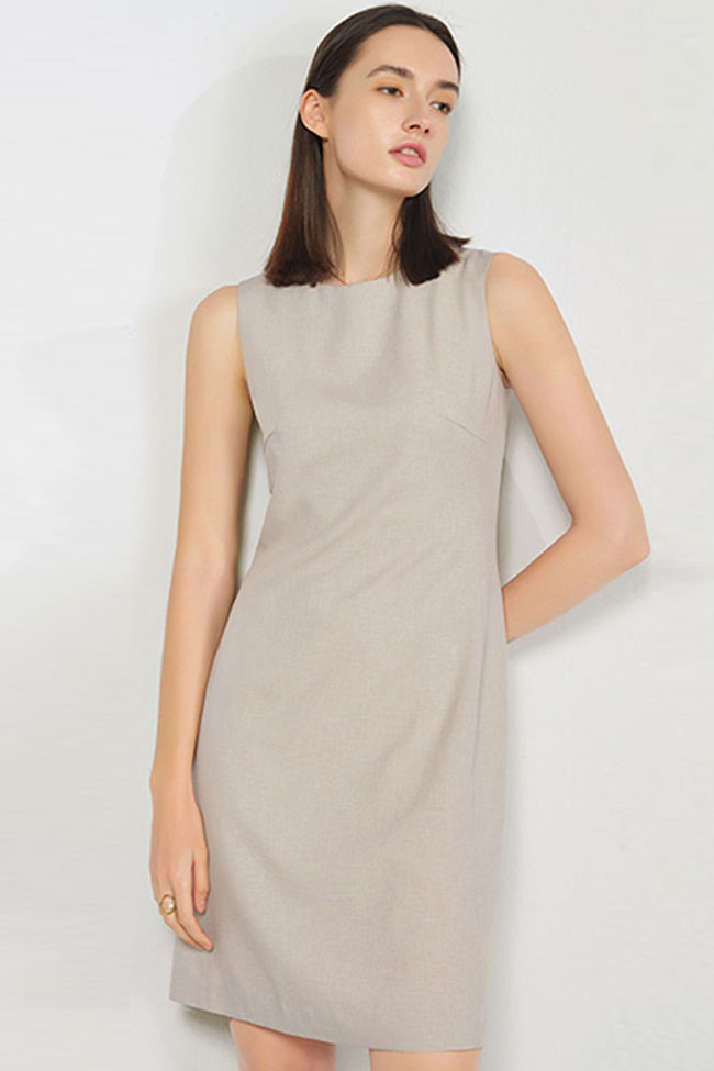 Chic Khaki Fitted Sleeveless Mini Dress