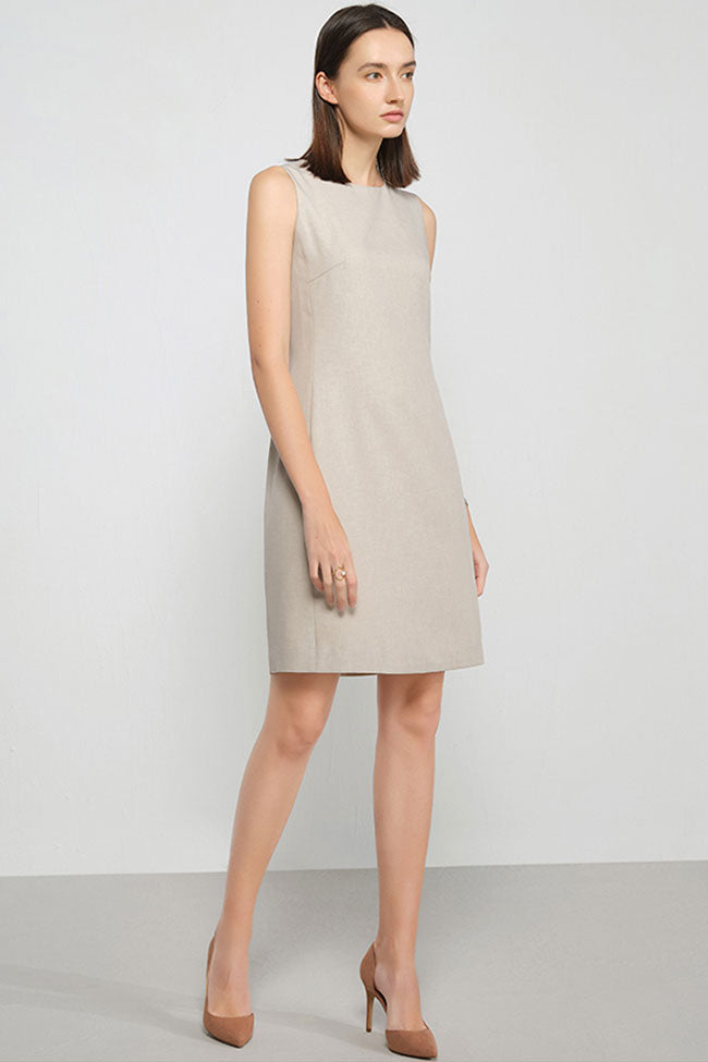 Chic Khaki Fitted Sleeveless Mini Dress
