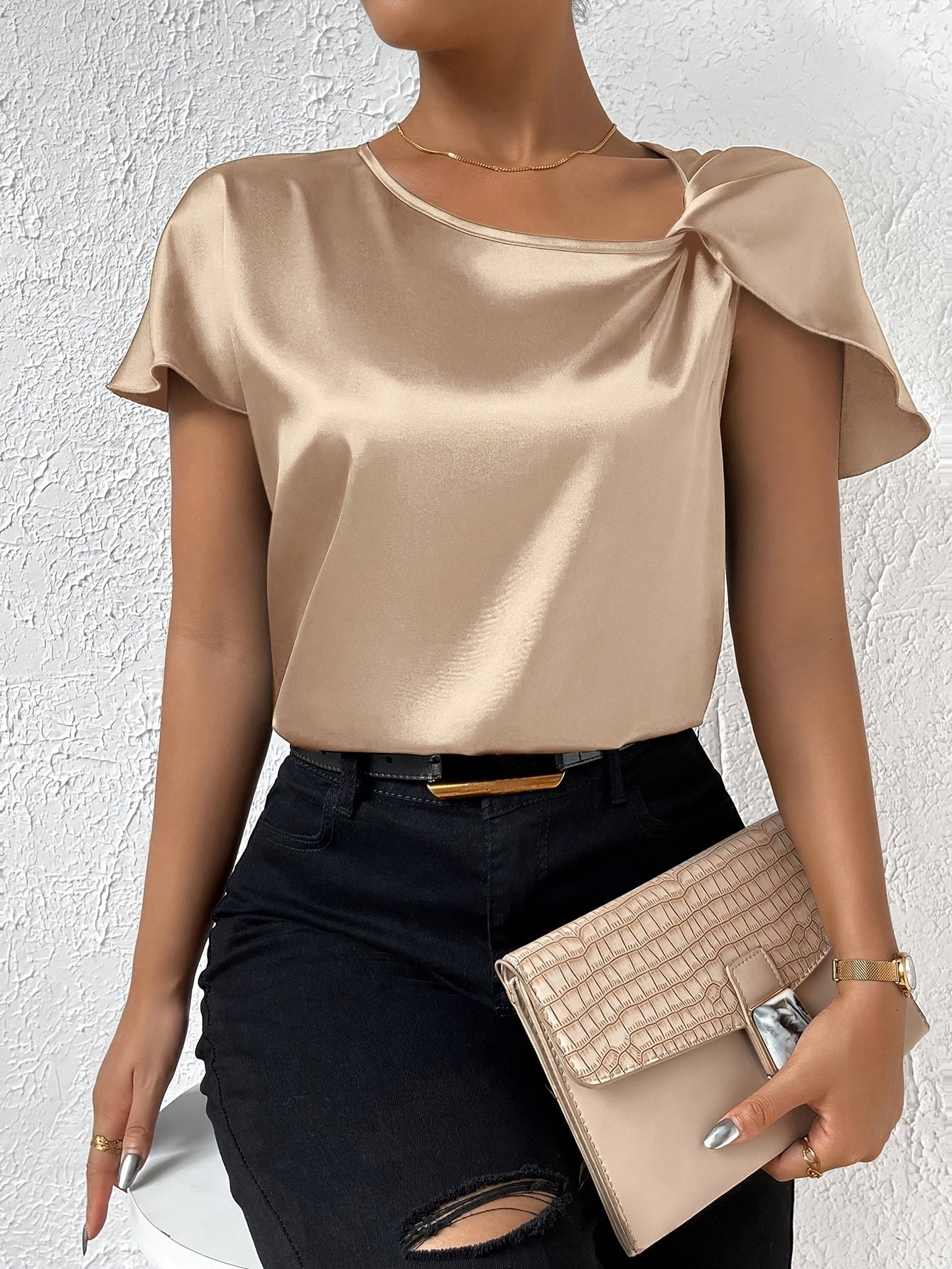 LEASA Chic Statement Shoulder Blouse