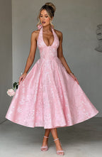 Elegant Vintage Sweetheart Midi Dress