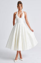 Elegant Vintage Sweetheart Midi Dress