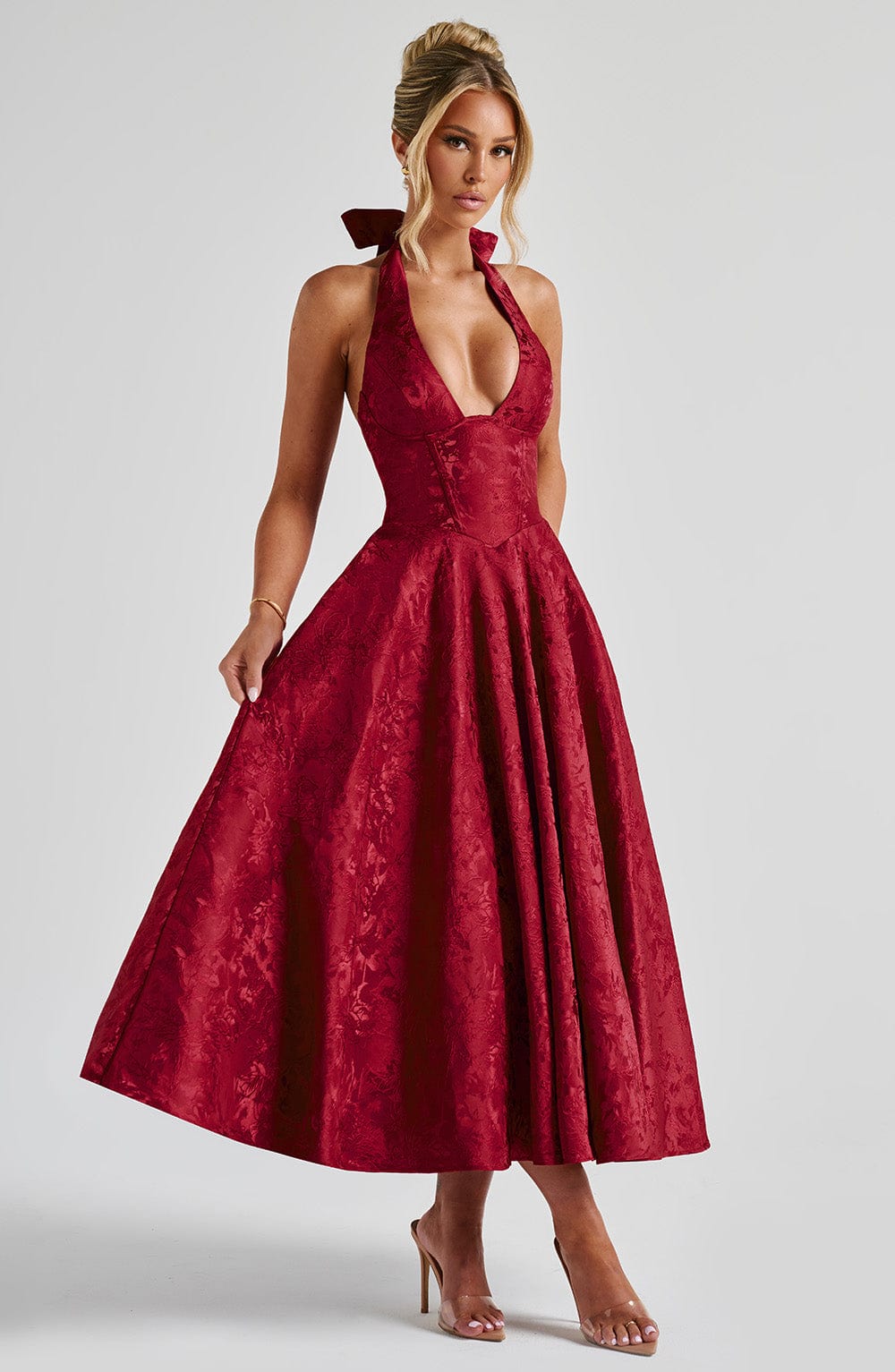 Elegant Vintage Sweetheart Midi Dress