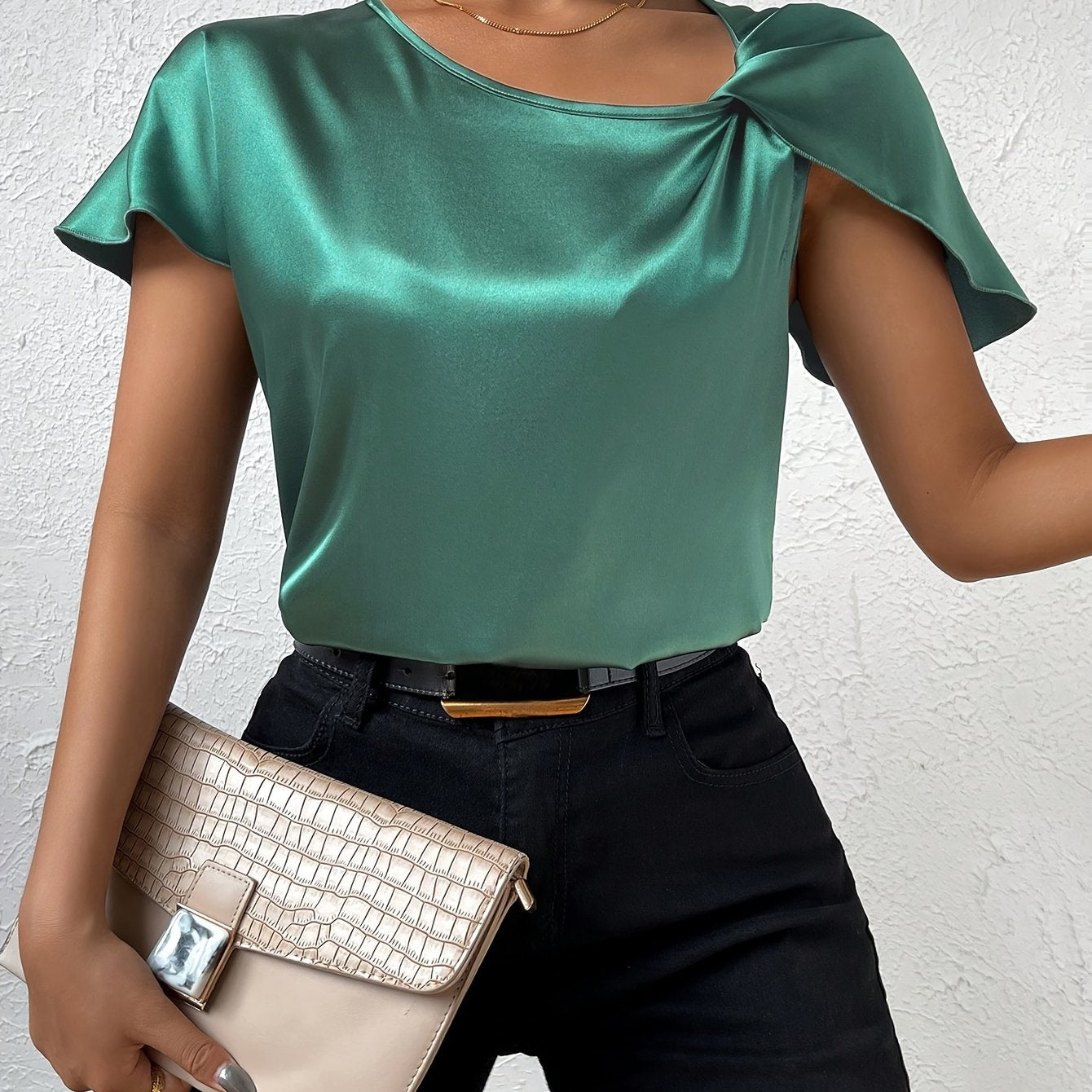 LEASA Chic Statement Shoulder Blouse
