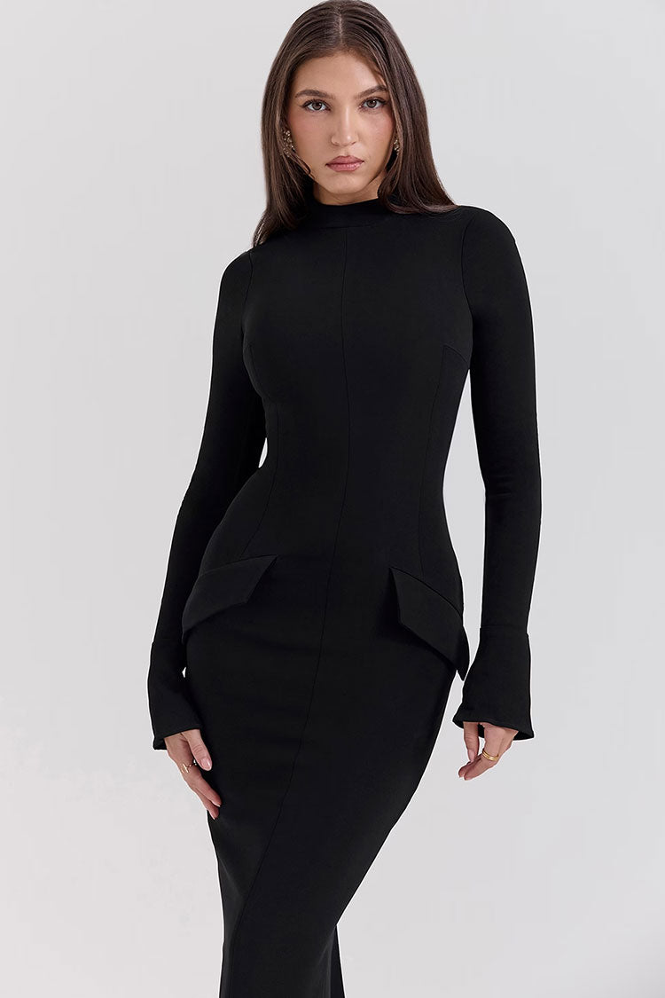 Elegant High Neck Bodycon Maxi Dress