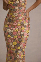 Sunset Floral Sequin Maxi Dress