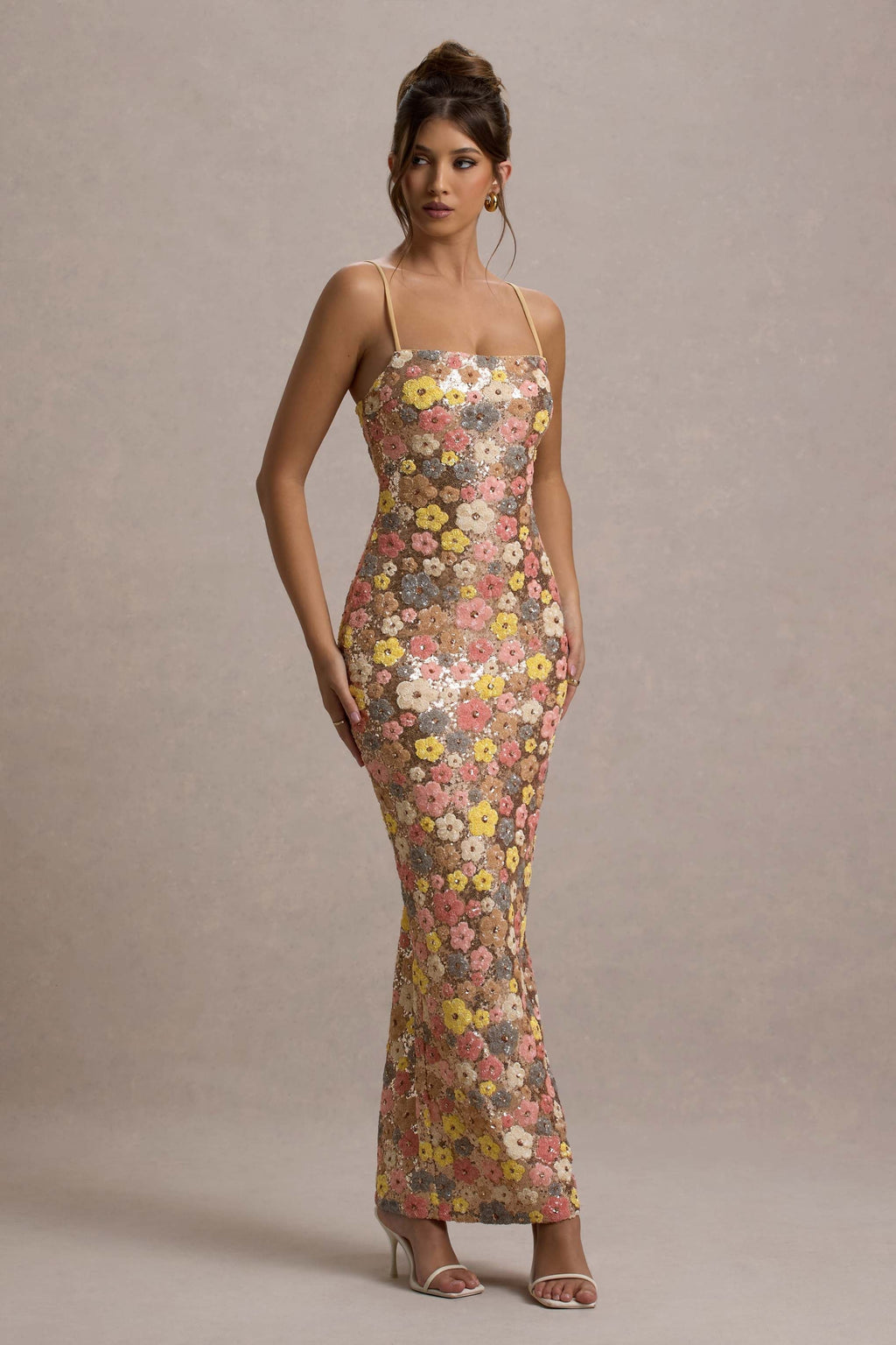 Sunset Floral Sequin Maxi Dress