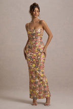 Sunset Floral Sequin Maxi Dress
