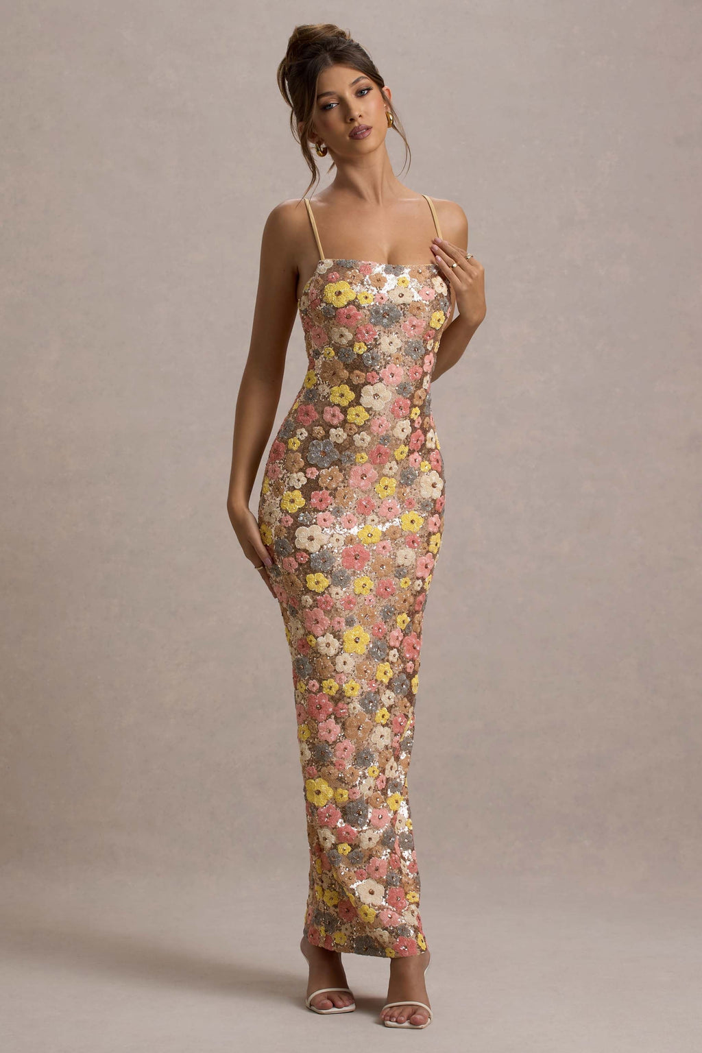 Sunset Floral Sequin Maxi Dress