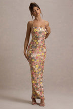 Sunset Floral Sequin Maxi Dress